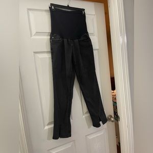 INDIGO BLUE Black Maternity Jeans with Split Hem Size Large